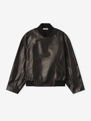 Leather Raglan Bomber Jacket