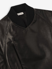 Leather Raglan Bomber Jacket