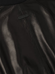 Leather Raglan Bomber Jacket
