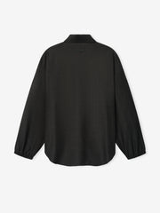 Grey Striped Wool Elastic Cuff Shirt