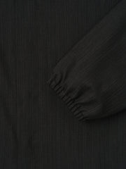 Black Striped Wool Elastic Cuff Shirt