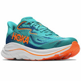 Hoka Clifton 10 Big Kids Running Shoe Night Glow Blue/Electric Aqua