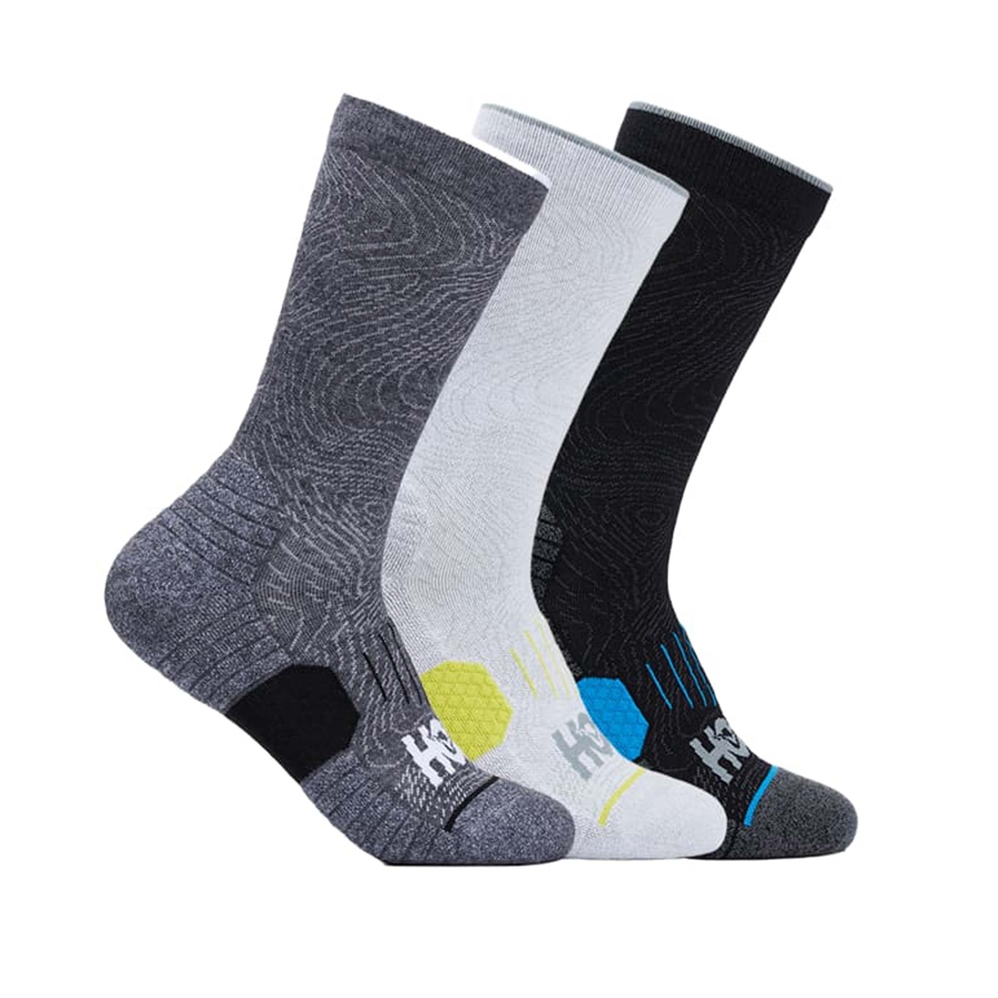 Hoka Crew Run Sock 3-Pack White/Black/Grey