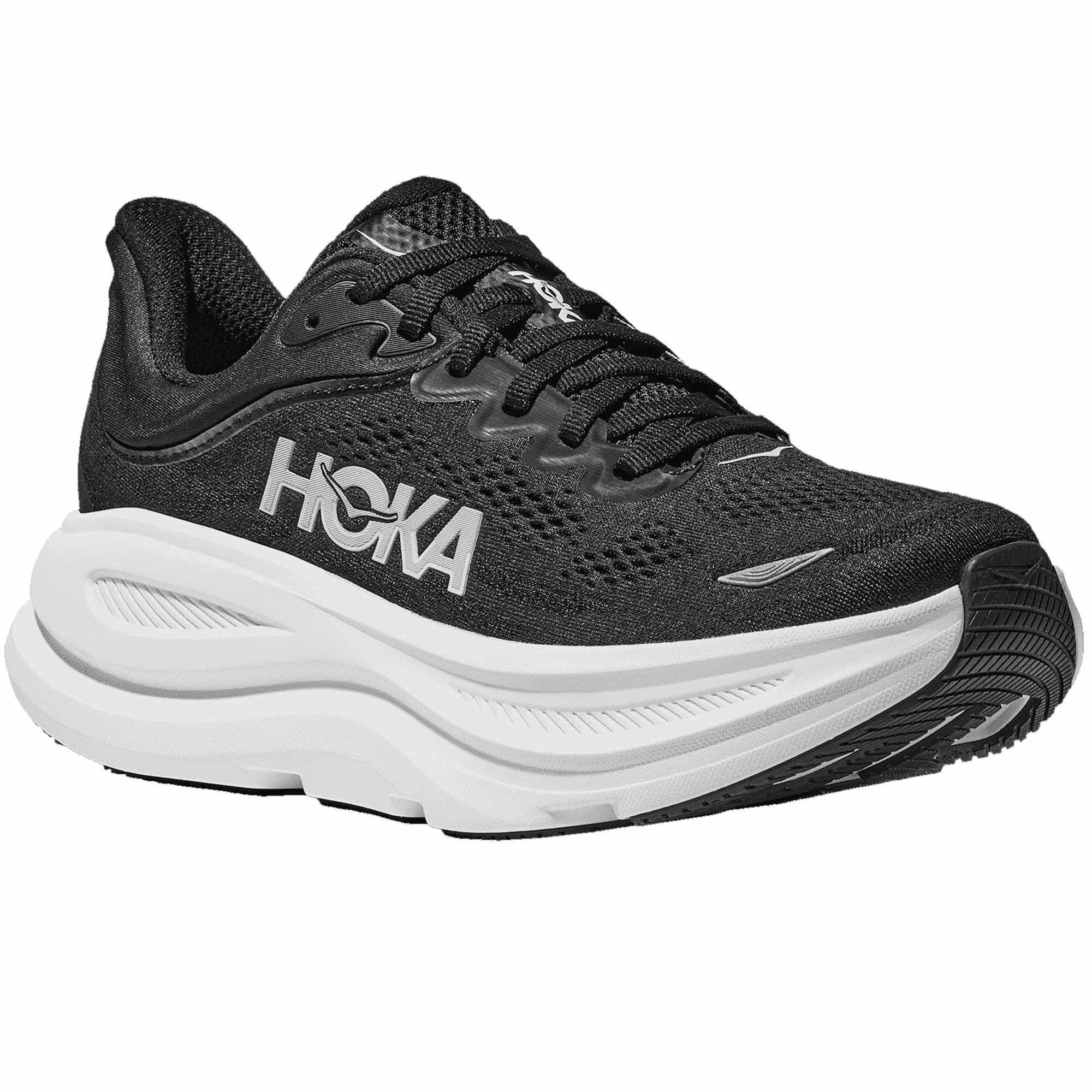 Hoka Bondi 9 Womens Running Shoes Black/White
