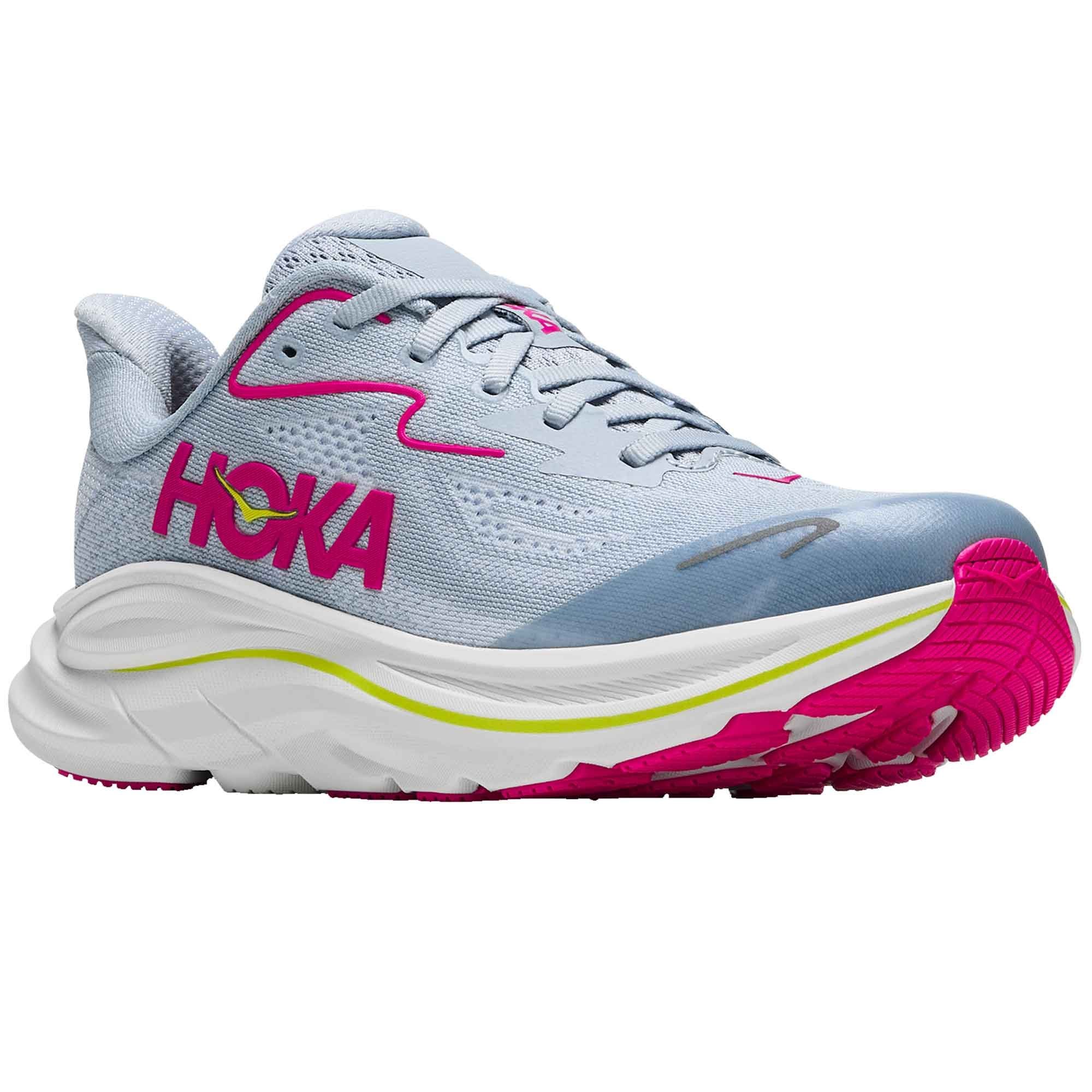 Hoka Clifton 10 Big Kids Running Shoe Overcast/Neon Dragonfruit