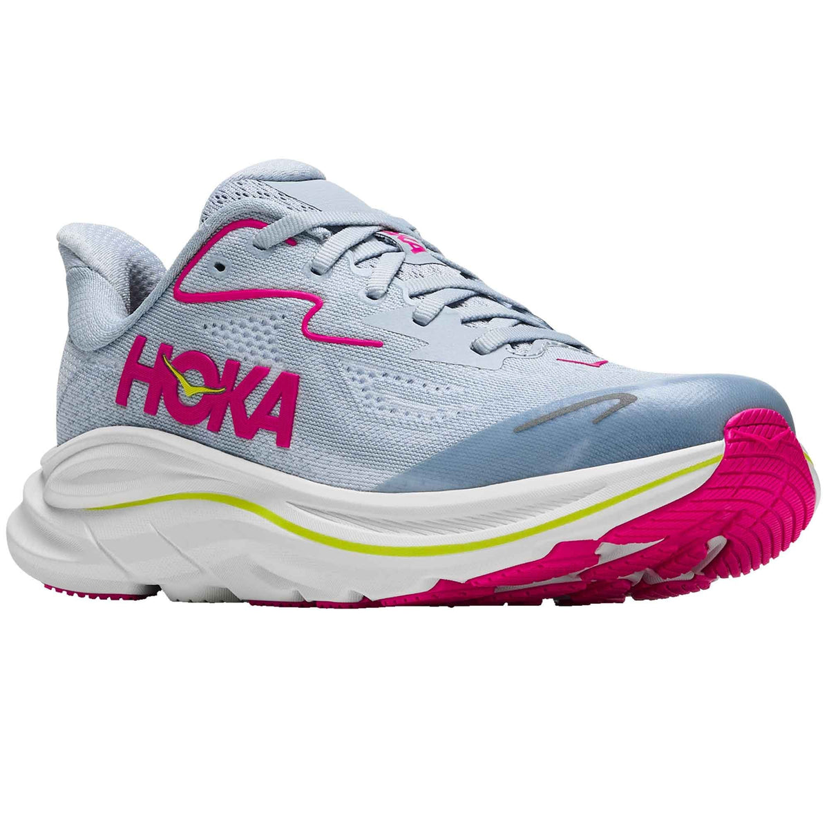 Hoka Clifton 10 Big Kids Running Shoe Overcast/Neon Dragonfruit