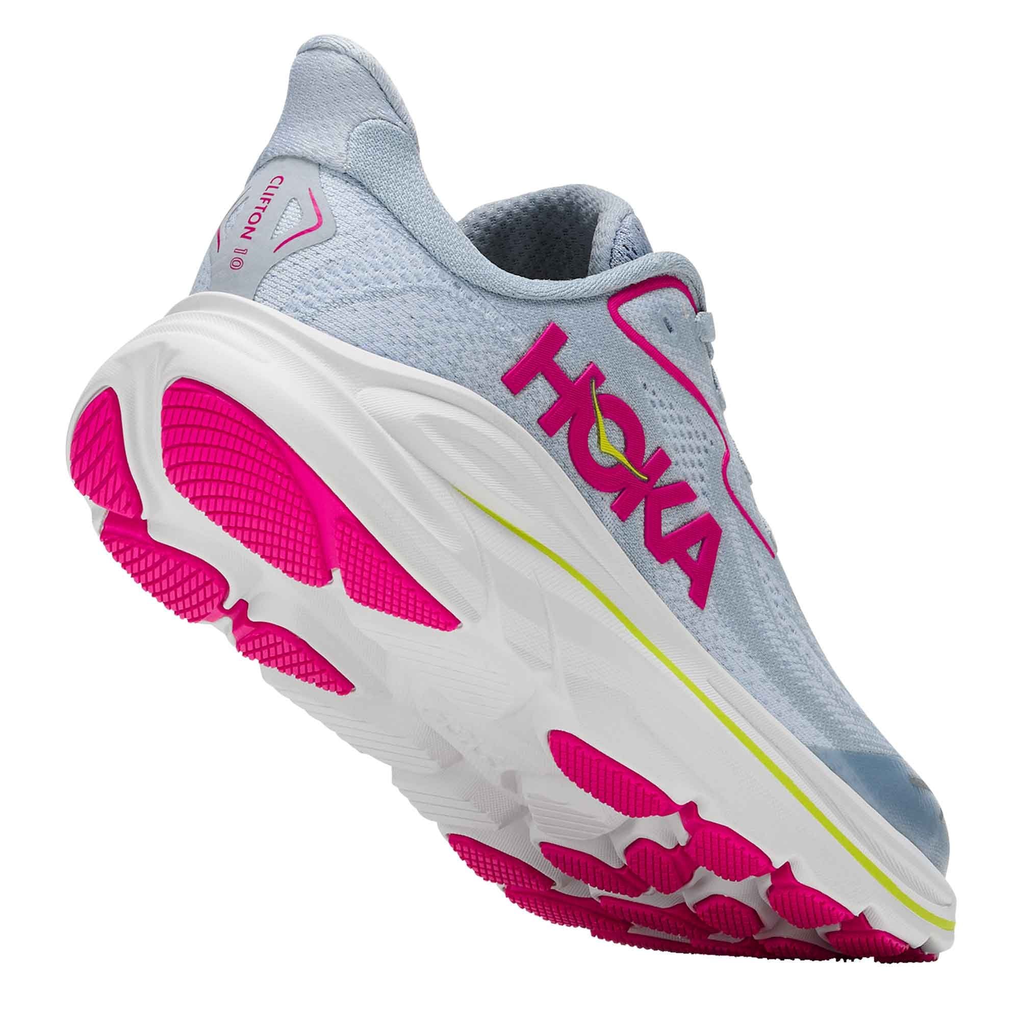Hoka Clifton 10 Big Kids Running Shoe Overcast/Neon Dragonfruit
