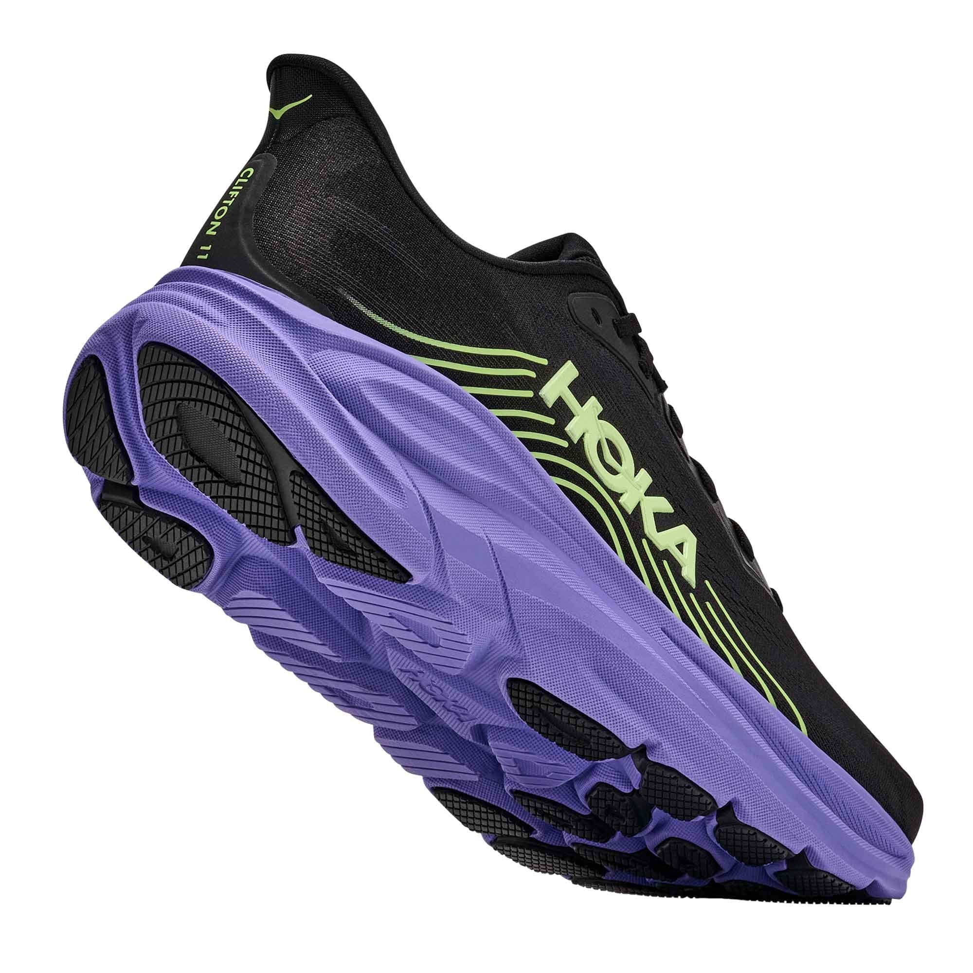 Hoka Clifton 11 Mens Running Shoes Black/Neon Yuzu